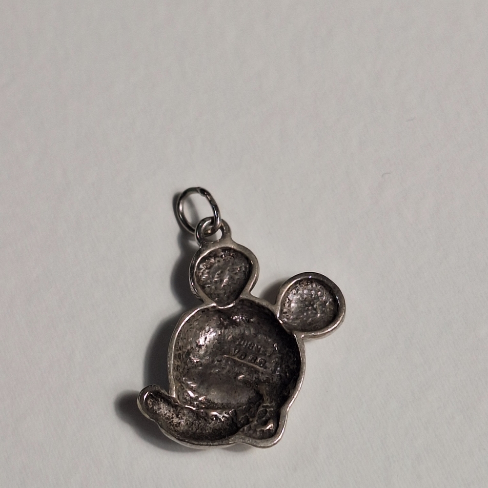 Vtg Sterling Silver Disney Mickey Mouse Face Head Pendant Charm .75" 1.83g - Picture 3 of 8
